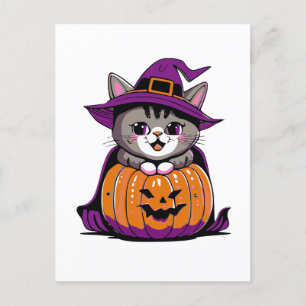 Schattige Halloween Cat Briefkaart