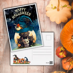 Schattige Halloween Cats Folie Briefkaart