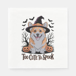 Schattige Halloween Corgi met Heksenhoed Servet