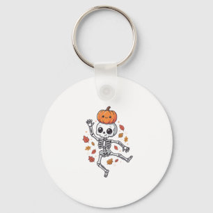 Schattige Halloween Dansende Skelet met Pompoen Ho Sleutelhanger