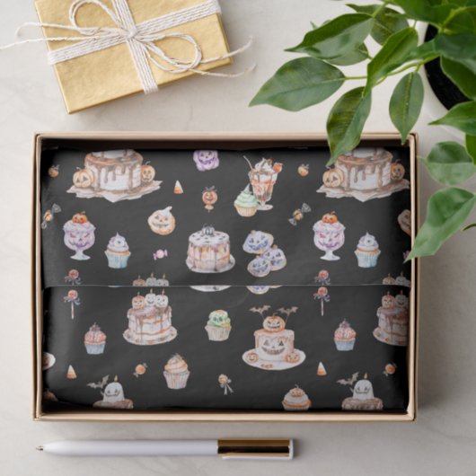 Schattige Halloween Dessert Pattern Schort Tissuepapier (Geschenk)