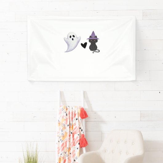 Schattige Halloween Duo vriendelijke geest en zwar Spandoek (Insitu)