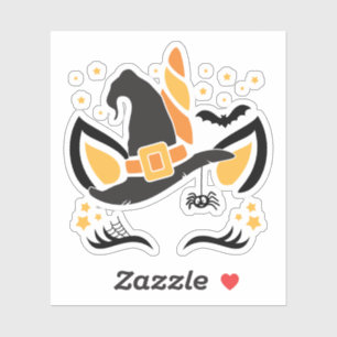 Schattige Halloween Eenhoorn Heks Pet Stickers