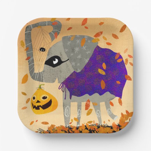 Schattige Halloween Elephant Square Paper Bord (Voorkant)