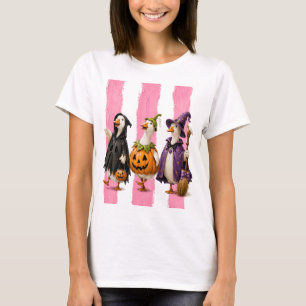 Schattige Halloween Ganzen Streep Roze T-shirt