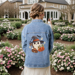 Schattige Halloween Geest Kawaii Stijl Denim Jacket
