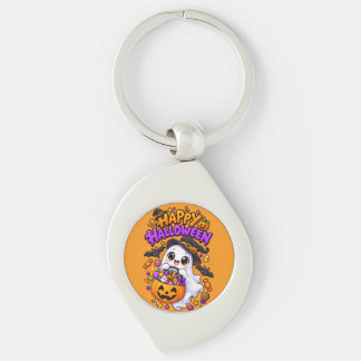 Schattige Halloween Geest Snoep Pompoen Sleutelhanger