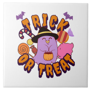 Schattige Halloween Geest Trick or Treat Tegeltje
