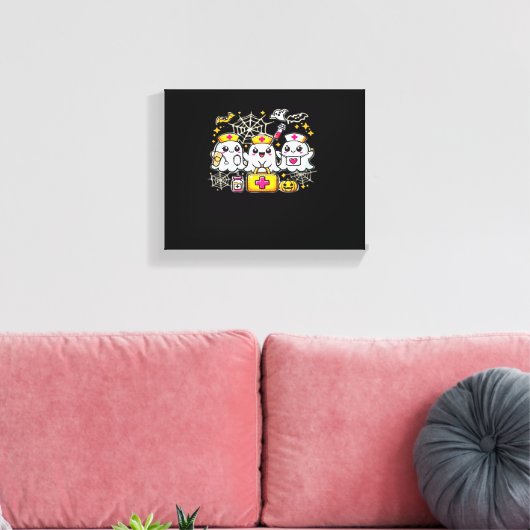 Schattige Halloween Ghost Nurse Trio met medische Canvas Afdruk (Insitu (Woonkamer))