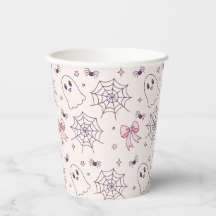 Schattige Halloween Ghost & Spiderweb-patroon Papieren Bekers