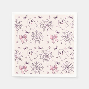 Schattige Halloween Ghost & Spiderweb-patroon Servet