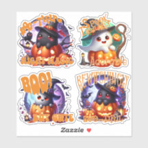 Schattige Halloween Ghosts met Moon Sticker Sheet