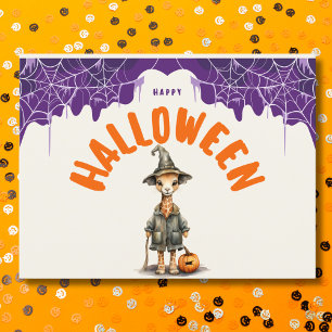 Schattige Halloween-giraffe tovenaar Fijne Hallowe Feestdagenkaart
