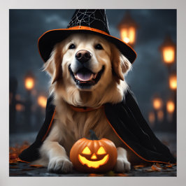 Schattige Halloween Golden Retriever Dog Oktober H Poster
