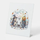 Schattige Halloween Hedgehogs kostuum Reclamebord Met Voetstuk (Voorkant)