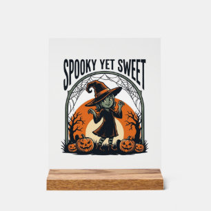 Schattige Halloween Heks Griezelig Maar Schattig V Acryl Bord