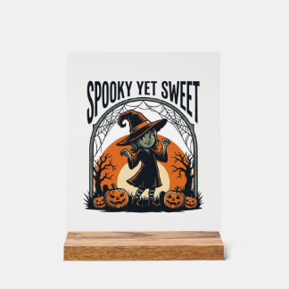 Schattige Halloween Heks Griezelig Maar Schattig V Acryl Bord