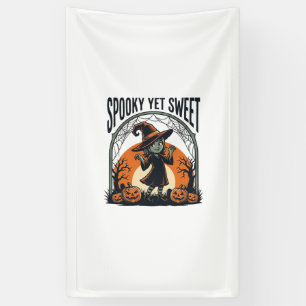 Schattige Halloween Heks Griezelig Maar Schattig V Spandoek