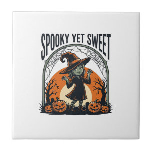 Schattige Halloween Heks Griezelig Maar Schattig V Tegeltje