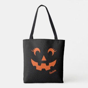 Schattige Halloween Jack O'Lantern Pompoen Zwart Draagtas