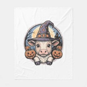 Schattige Halloween Kalf Heksenhoed Vintage Gravur Fleece Deken