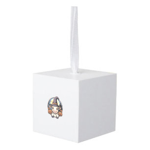 Schattige Halloween Kalf Heksenhoed Vintage Gravur Kubus Ornament