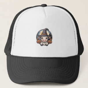 Schattige Halloween Kalf Heksenhoed Vintage Gravur Trucker Pet