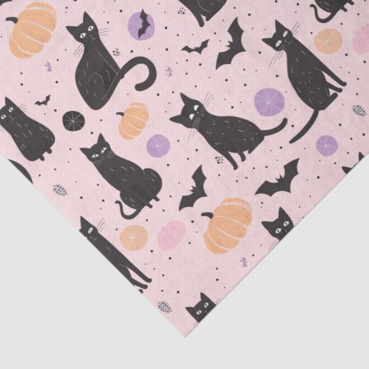 Schattige Halloween kat sinaasappel Tissuepapier (Detail)