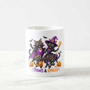 Schattige Halloween kattenpoten en toverspreuken Koffiemok