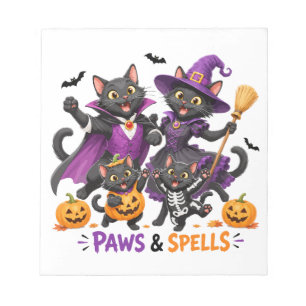 Schattige Halloween kattenpoten en toverspreuken Notitieblok