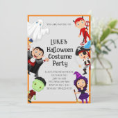 Schattige Halloween Kind kostuum feest Kaart (Staand voorkant)