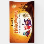 Schattige Halloween Kinder Oranje Verjaardagsfeest Spandoek (Verticaal)