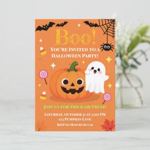Schattige Halloween kinderfeest uitnodiging   Vrie
