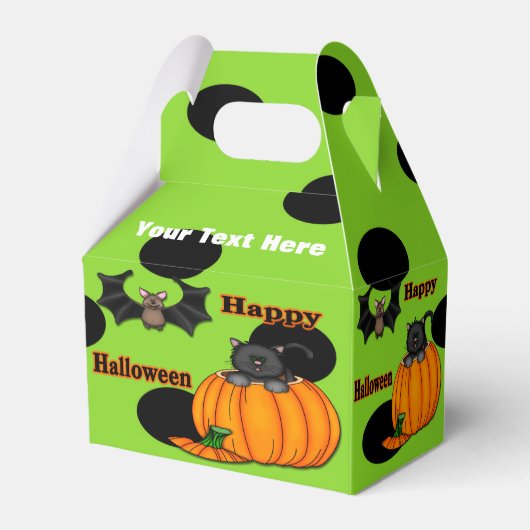 Schattige Halloween Kitten, Bat Gable Favor Box Bedankdoosjes (Voorkant Zijde)
