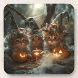Schattige Halloween Kittens met pompoenen Bier Onderzetter