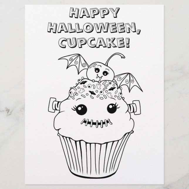 Schattige Halloween kleurplaat (Voorkant)