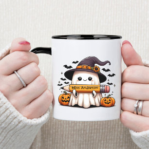 Schattige Halloween leraar geest Mok