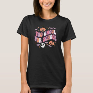 Schattige Halloween Leraar School Geesten Groovy T T-shirt