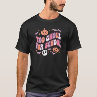 Schattige Halloween Leraar School Spookjes Groovy T-shirt