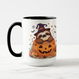Schattige Halloween luiaard die geniet van een gez Mok