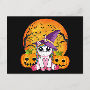 Schattige Halloween-meisjes heksachtige eenhoorn H Feestdagenkaart