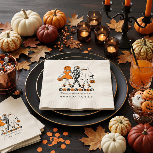 Schattige Halloween-meisjes skelet geest pompoen Servet