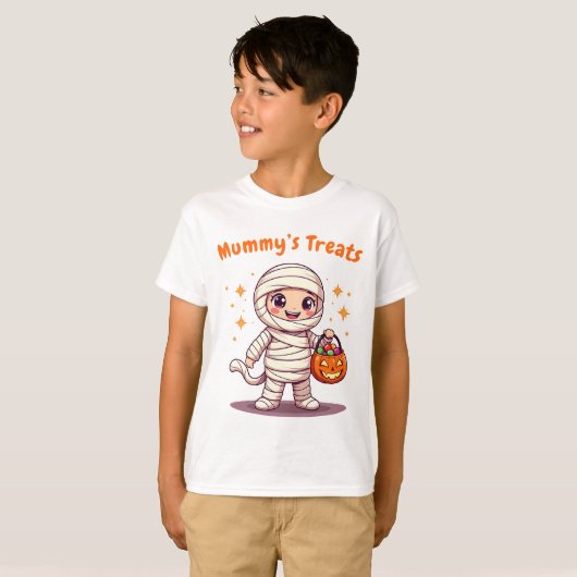Schattige Halloween Mummy Child T-shirt (Voorkant volledig)
