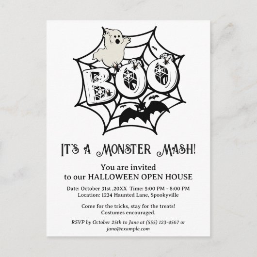 Schattige Halloween Open House Invitation Briefkaa Feestdagenkaart (Voorkant)