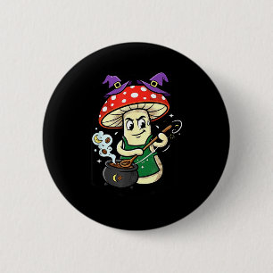 Schattige halloween paddestoel heksenhoed ketel ma ronde button 5,7 cm
