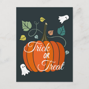 Schattige Halloween pompoen en spoken 'Trick or Tr Briefkaart