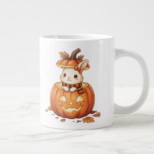Schattige Halloween Pompoen Konijn - Knus Herfst K Extra Grote Beker