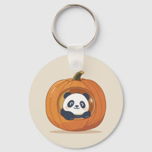 Schattige Halloween Pompoen Panda Sleutelhanger