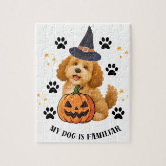 Schattige Halloween Poodle Heks met Pompoen Legpuzzel