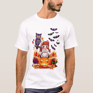 Schattige Halloween pop-uil T-shirt